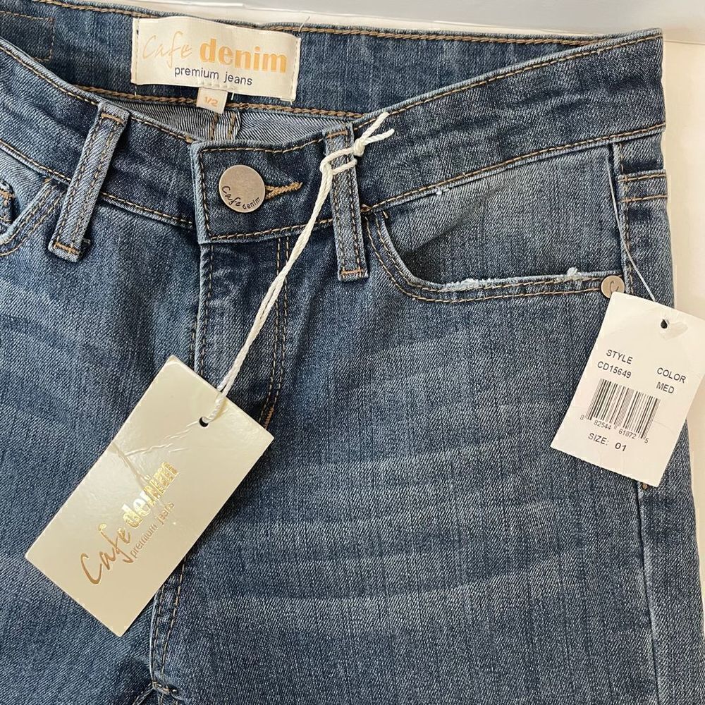 NEW! Cafe Denim| Medium Blue| Stretch|Skinny Leg| Size 1/2 - Picture 7 of 12